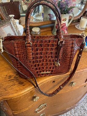 Brahmin Croc-Embossed Leather shoulder bag or handbag